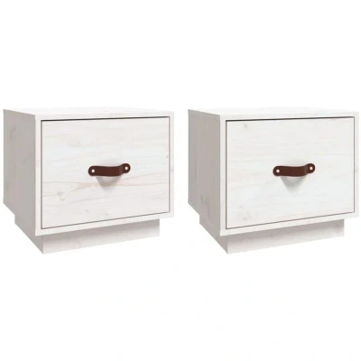 Image of vidaXL Bedside Cabinets 2 pcs White 40x34x35 cm Solid Wood Pine