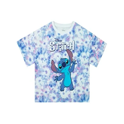 Image of Disney Lilo and Stitch T Shirt Tie Dye Clothing for Kids Official &amp; Gifts Girls 10 11 Years Multicoloured