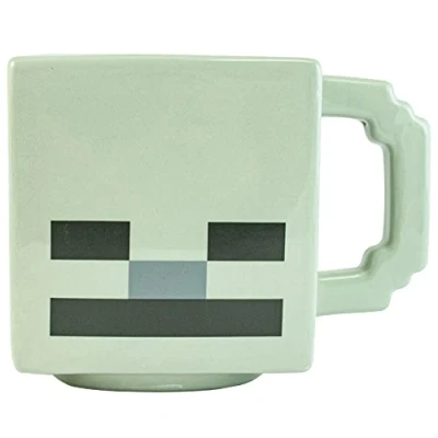 Image of Minecraft 21001Z Skeleton Sculpt 3D Ceramic Mug Hot &amp; Cold Drink, Party or Office, Christmas Birthday Gift for Kids Adults 500ml, Grey, See Description