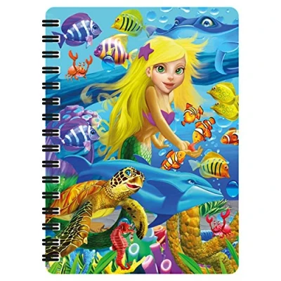 Image of 3D LiveLife Jotter Mermaid Magic from Deluxebase. Lenticular Fantasy A6 Spiral Notebook with Plain Recycled Paper Pages. Artwork Licensed Renowned Artist Michael Searle