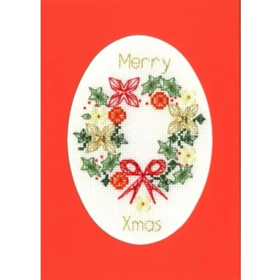 Image of Bothy Threads Cross Stitch Christmas Card Kit Wreath