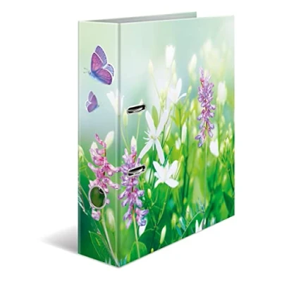 Image of HERMA Folder A4 Green Meadow Set, 10 Pieces, 7 cm Wide, Children&#039;s Ring Binder with Plant Motif, Colourful Lever Arch File Inner Print for Boys and Girls