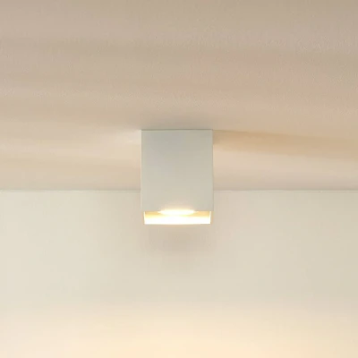 Image of Lucide Bodi downlight, angular, white, GU10, 1 bulb, aluminium