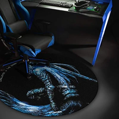 Image of Woxter Stinger Floorpad Blue Floor Gaming Mat, Flooring Waterproof, Washable, 100% Microfibre, Diameter 120 cm, Colour