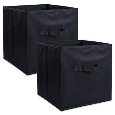 Image of DII Non Woven Fabric Storage Bin Collection Collapsible Organizer Cube, Small Set, 11x11x11&quot;, Black, 2 Count