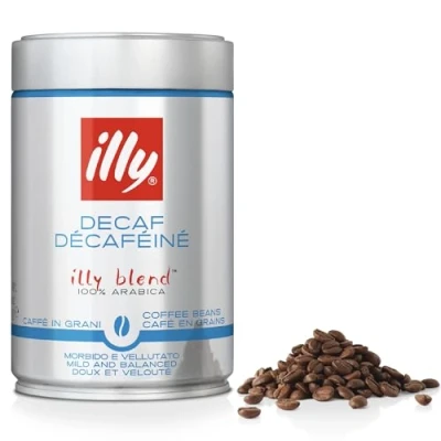 Image of illy Coffee Decaf Beans Medium Roast 100% Arabica Whole Decaffeinated Ideal for Moka Pots, Filter Coffee, Espresso and Lungo Coffees 250g Tin