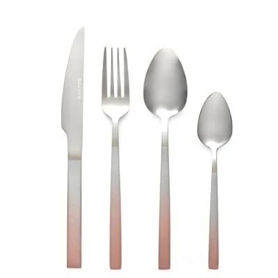Image of Salter BW10075CTK 16 Piece Stainless Steel Cutlery Set Full Ombre Collection Flatware Service for 4 People, Mirror Finish, Modern Design, with Knife, Fork, Spoon, Teaspoon, Silver/Champagne