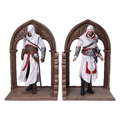 Image of Nemesis Now Officially Licensed Assassin&#039;s Creed Altair and Ezio Library Gaming Bookends, Resin, Brown, 24cm