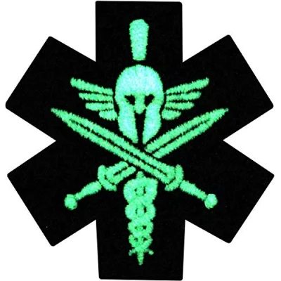 Image of Glow in Dark Patch Medic Spartan Morale Tactical Embroidered Applique Badge Iron On Sew Emblem