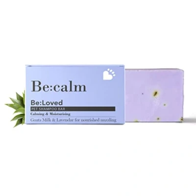 Image of Be:calm Natural Dog Shampoo Bar Calming &amp; Moisturising Ingredients Goats Milk Lavender Handmade in the UK 110g Soap