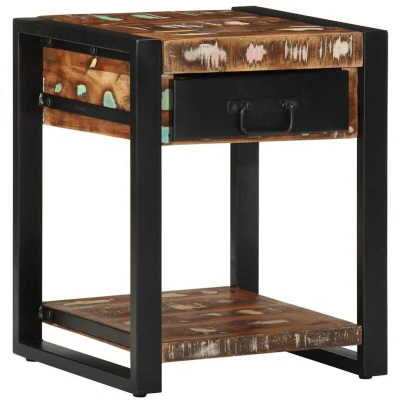 Image of vidaXL Side Table Multicolour 40x40x50 cm Solid Wood Reclaimed