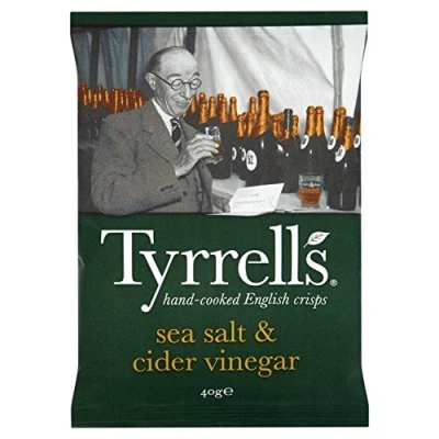 Image of Tyrrells Sea Salt &amp; Cider Vinegar Potato Crisps 40g Pack of 2