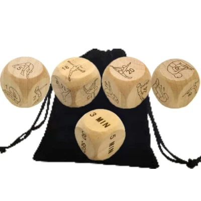 Image of DenYouT Wooden Yoga Dice, 5Pcs, Exercise Full Body Fitness, Humour Decision Novelty Gifts, Velvet Bag, Includes Time 1 inch, Wood, Eco Friendly, Portable Gift