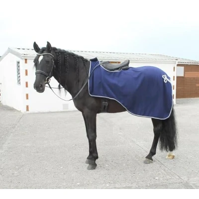 Image of Rhinegold Embroidered Ride On Rug, Fly Rugs for Horses, Extra Full Navy