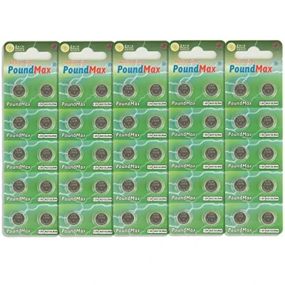 Image of 50 x AG13 LR44 1.5 V PoundMax Alkaline Button Cell Battery