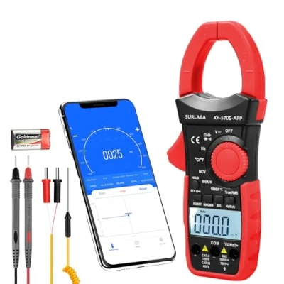 Image of SURLABA Bluetooth Clamp Meter, TRMS Digital Multimeter AC DC 6000Count, NCV Voltage Current Tester APP Supported, Auto Range Volt Amp Capacitance Resistance Temperature Continuity Diode Frequency Test