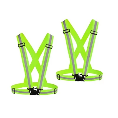 Image of Chiwo Reflective Vest Running Gear 2Pack, High Visibility Adjustable Safety Outdoor Belt for Night Cycling,Hiking, Jogging,Dog Walking, Construction Safe (Green)