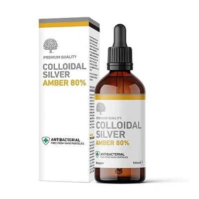 Image of Nature&#039;s Greatest Secret Premium Quality Antibacterial Amber 80% Colloidal Silver Dropper Bottle 100ml