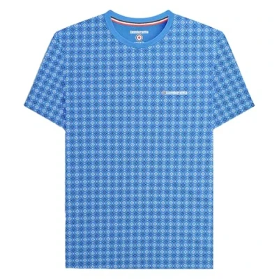 Image of Lambretta Mens Geo AOP Crew Neck Short Sleeve T Shirt Vallarta Blue L