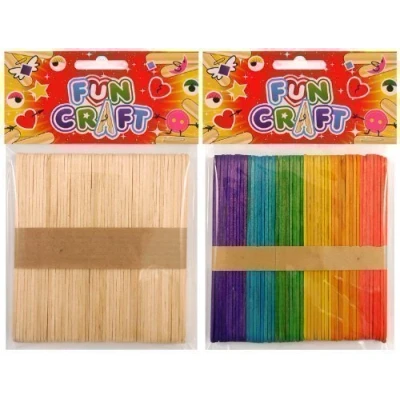 Image of Coloured 50 x Lollipop Ice Lolly Childrens Kids Art Craft Wooden Sticks
