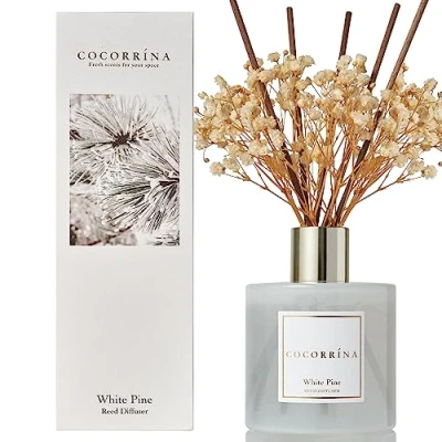Image of Cocorrína Reed Diffuser Sets 200ml White Pine Scented with 8 Sticks Home Fragrance for Bedroom Bathroom Living Room, &amp; Office Decor