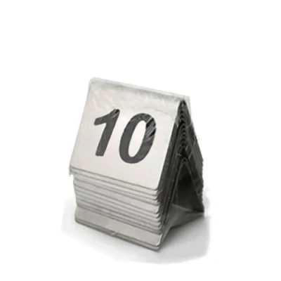 Image of Table Numbers 1 10 Restaurant，Stainless Steel Tent Style 10/25/50/100 Restaurant Digital Number Plate Tabletop Stackable, Wedding Birthday Marriage Party Supplies (Size : to