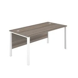 Image of 1400X800 Goal Post Rectangular Desk Grey Oak White