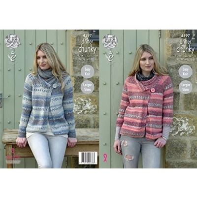Image of King Cole Ladies Knitting Pattern Easy Knit Long or 3/4 Sleeve Jackets Drifter Chunky (4597)