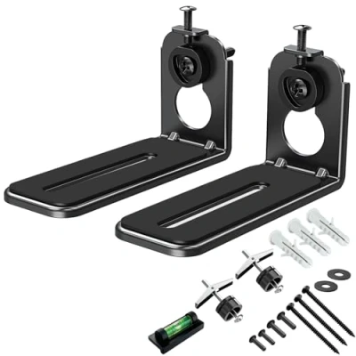 Image of ELIVED Universal Soundbar Brackets Mount Sound Bar Wall Mounting Speaker, Anti Drop Shelf Holder Fit with Bose, Samsung, JBL, Sonos, Sony, Yamaha, Majority up to 6.8KG, Black EV5013