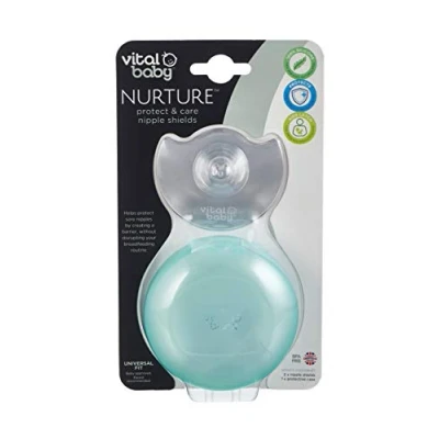 Image of Vital Baby Nurture Protect &amp; Care Nipple Shields Skin Like Feel Silicone Universal Fit Protective Storage Travel Case