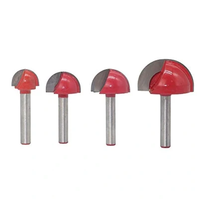 Image of Saipor 4pcs 6mm Round Nose Cove Core Box Router Bit Double Flute Groove Woodworking Tool, 16 32mm Cutting Diameter