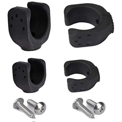 Image of Pmsanzay 4/PK (2 Big/Fit 1.18inch 1.7inch, 2 Small/Fit 0.78inch 1.1inch), Boat Ladder Stowing/Boat Hook Storage Clips, Paddle Holder Pole Light Black Rubber