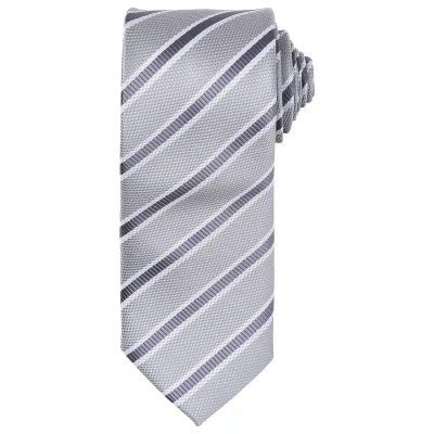 Image of Premier Mens Stripe Waffle Tie (Silver/Dark Grey) One Size