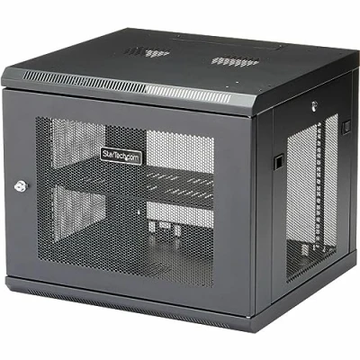 Image of StarTech.com 9U Wall Mount Server Rack Cabinet 4 Post Adjustable Depth (2&quot; to 19&quot;) Network Equipment Enclosure with Cable Management (RK920WALM)