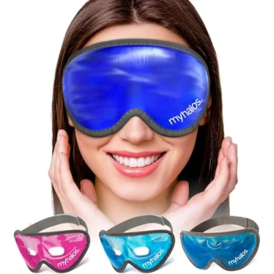 Image of MyHalos Cooling Eye Mask Our Reversible Ice Soothes Puffy Eyes and Dark Circles Cold Can be Used Hot or Helps to Relieve Headaches, Sinus Pain Bruising