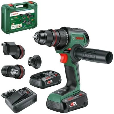 Image of Bosch AdvancedDrill 18V 80 QuickSnap Drill/Driver with Battery (Drill/Screw; Angled, Eccentric and Magnetic Attachment; Addict Grip; Charger)