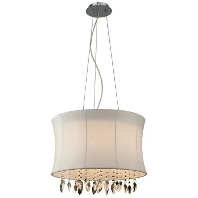 Image of Niki Ceiling Pendant 4 Light with White Shade Polished Chrome, Clear Crystal