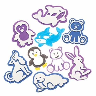 Image of Baker Ross FC288 Arctic Animal Foam Stampers Pack of 10, Assorted