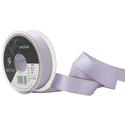 Image of Berisfords Gold Edge Satin Ribbon, Orchid, 25 mm