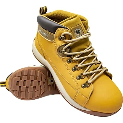 Image of BARGAINS GALORE MENS SAFETY TRAINERS SHOES BOOTS WORK STEEL TOE CAP HIKER ANKLE HONEY (12 UK)