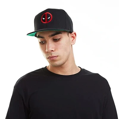 Image of Marvel Men&#039;s Deadpool Logo Snapback Flat Cap, Black (BLACK BLK), One Size UK