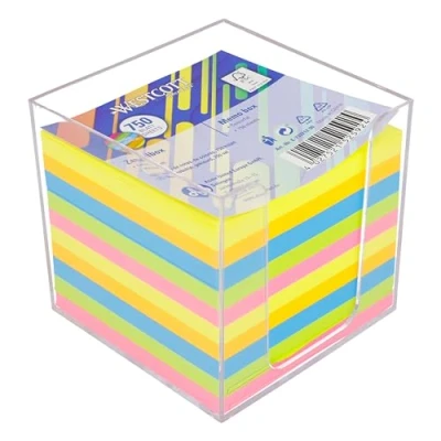 Image of Westcott Note Block Colourful 750 Sheets in Box memo with 9 x cm 5 Colours Sturdy Made of Transparent Plastic FSC Certified Paper 75g/m² E 733212 00
