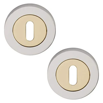 Image of Excel Architectural DH3631 Round Keyhole Escutcheon Set, Polished Brass/Chrome