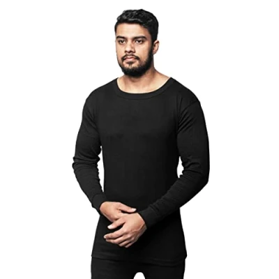 Image of GA COMMUNICATIONS Mens Thermal T Shirt Underwear Warm Winter Long Sleeve Vest Base Layer TOP S XXL (Black, XL)