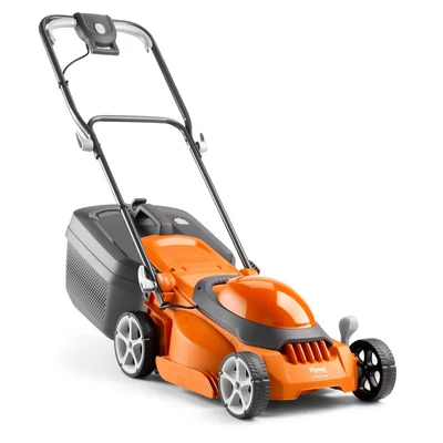 Image of Flymo EasiStore 340R Electric Rotary Lawn Mower 34 cm Cutting Width, 35 Litre Grass Box, Close Edge Cutting, Rear Roller, Central Height Adjust , Space Saving Storage Features