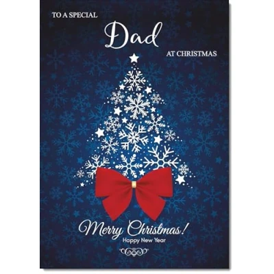 Image of doodlecards Dad Christmas Card Blue Abstract Tree Large A4 Size for with Plain Envelope