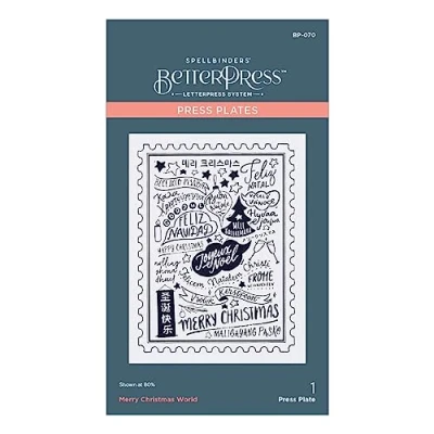 Image of Spellbinders Merry Christmas World Press Plate from The BetterPress Collection
