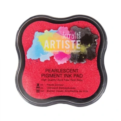 Image of Artiste Pigment Pearlescent Soft Pink Ink Pad for Stamping, Embossing Powders, Crafting Supplies, Pigmented Use with Clear Stamps, Rubber Pads are Safe Non Toxic Acid Free