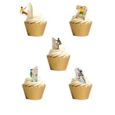Image of 27 Stand Up Rock Climbing Themed Edible Wafer Paper Cake Toppers Decorations