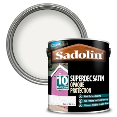 Image of Sadolin Superdec Opaque Wood Protection 1 litre Super White Satin